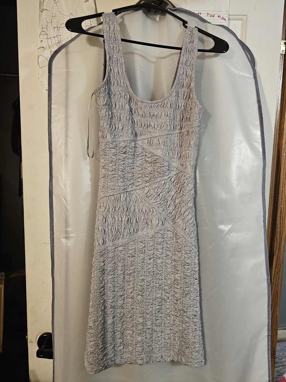 Charlotte Russe Light Gray Textured Scoop Neck Midi Dress